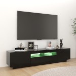 vidaXL Comodă TV cu lumini LED, negru, 180x35x40 cm