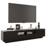 vidaXL Comodă TV cu lumini LED, negru, 180x35x40 cm