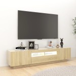 vidaXL Comodă TV cu lumini LED, stejar sonoma, 180x35x40 cm