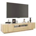 vidaXL Comodă TV cu lumini LED, stejar sonoma, 180x35x40 cm