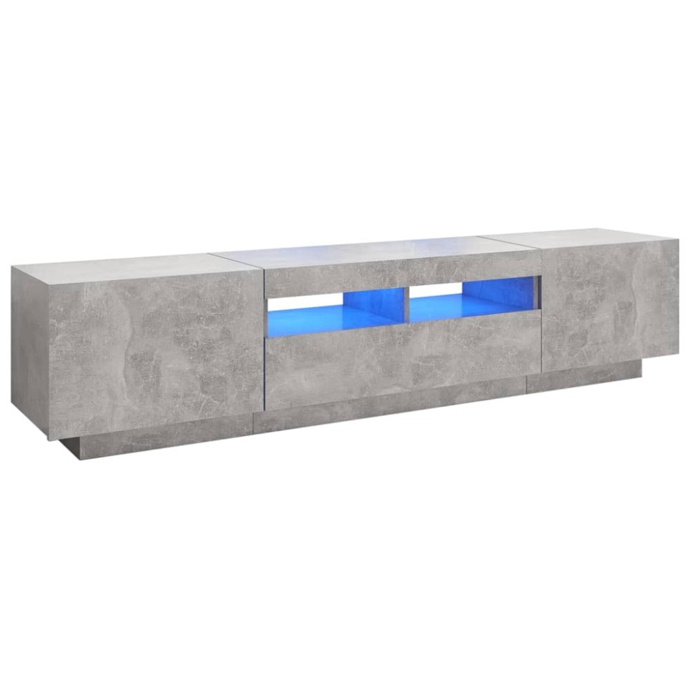 vidaXL Comodă TV cu lumini LED, gri beton, 180x35x40 cm