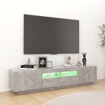 vidaXL Comodă TV cu lumini LED, gri beton, 180x35x40 cm