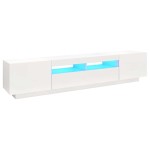 vidaXL Comodă TV cu lumini LED, alb, 200x35x40cm