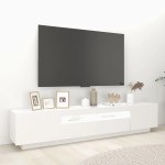 vidaXL Comodă TV cu lumini LED, alb, 200x35x40cm