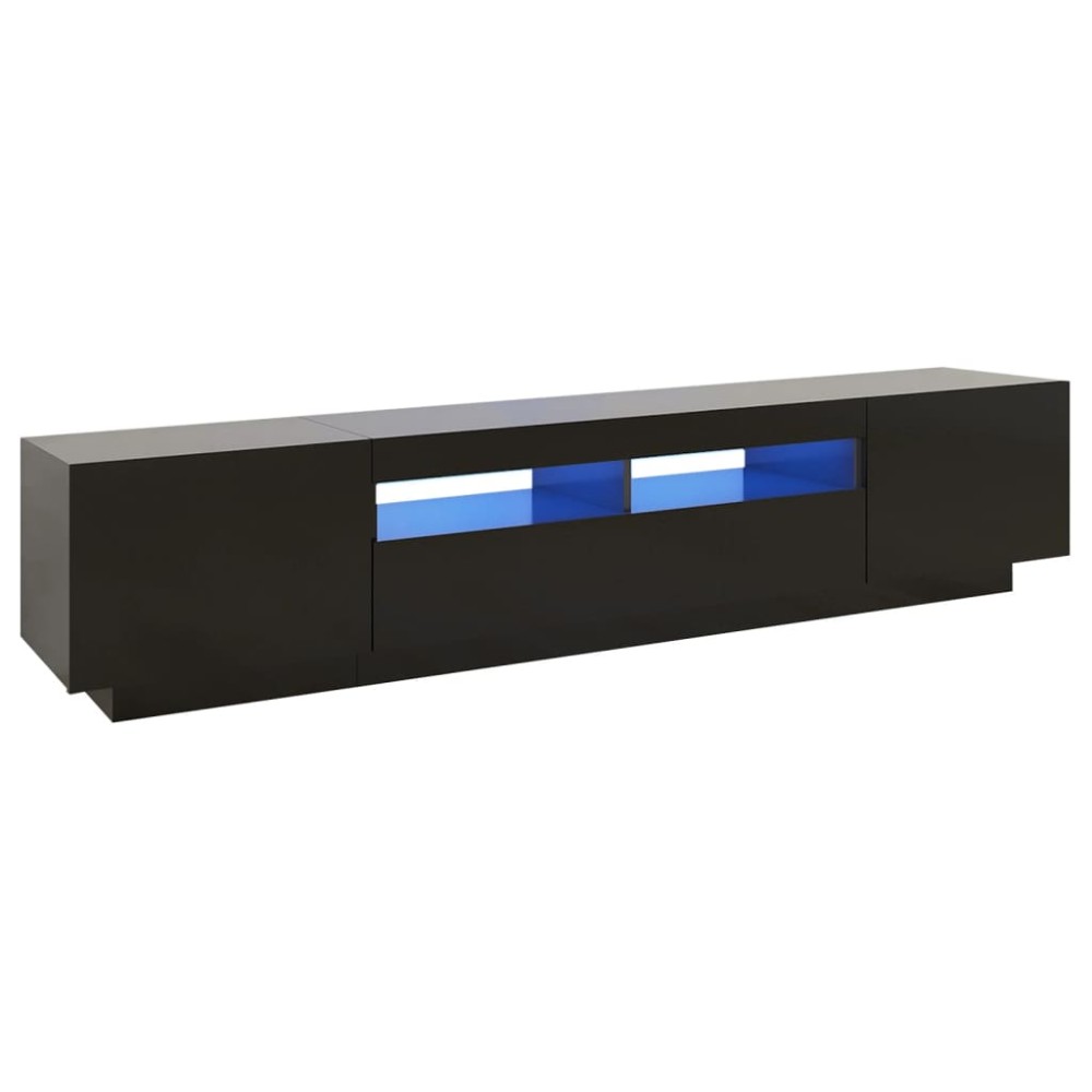 vidaXL Comodă TV cu lumini LED, negru, 200x35x40 cm