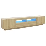 vidaXL Comodă TV cu lumini LED, stejar sonoma, 200x35x40 cm