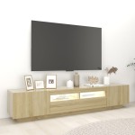 vidaXL Comodă TV cu lumini LED, stejar sonoma, 200x35x40 cm