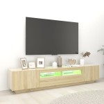 vidaXL Comodă TV cu lumini LED, stejar sonoma, 200x35x40 cm