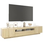 vidaXL Comodă TV cu lumini LED, stejar sonoma, 200x35x40 cm