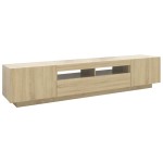 vidaXL Comodă TV cu lumini LED, stejar sonoma, 200x35x40 cm
