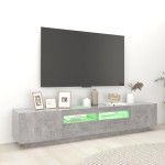 vidaXL Comodă TV cu lumini LED, gri beton, 200x35x40 cm vidaXL Comodă TV cu lumini LED, gri beton, 200x35x40 cm