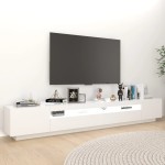 vidaXL Comodă TV cu lumini LED, alb, 260x35x40 cm