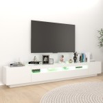 vidaXL Comodă TV cu lumini LED, alb, 260x35x40 cm
