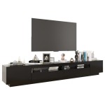 vidaXL Comodă TV cu lumini LED, negru, 260x35x40 cm