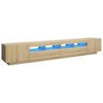 vidaXL Comodă TV cu lumini LED, stejar Sonoma, 260x35x40 cm vidaXL Comodă TV cu lumini LED, stejar Sonoma, 260x35x40 cm