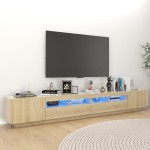 vidaXL Comodă TV cu lumini LED, stejar Sonoma, 260x35x40 cm vidaXL Comodă TV cu lumini LED, stejar Sonoma, 260x35x40 cm
