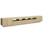 vidaXL Comodă TV cu lumini LED, stejar Sonoma, 260x35x40 cm vidaXL Comodă TV cu lumini LED, stejar Sonoma, 260x35x40 cm