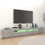 vidaXL Comodă TV cu lumini LED, gri beton, 260x35x40 cm vidaXL Comodă TV cu lumini LED, gri beton, 260x35x40 cm