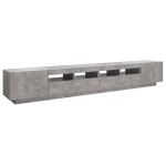 vidaXL Comodă TV cu lumini LED, gri beton, 260x35x40 cm vidaXL Comodă TV cu lumini LED, gri beton, 260x35x40 cm