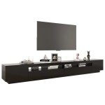 vidaXL Comodă TV cu lumini LED, negru, 300x35x40 cm