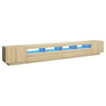 vidaXL Comodă TV cu lumini LED, stejar sonoma, 300x35x40 cm vidaXL Comodă TV cu lumini LED, stejar sonoma, 300x35x40 cm