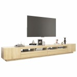 vidaXL Comodă TV cu lumini LED, stejar sonoma, 300x35x40 cm vidaXL Comodă TV cu lumini LED, stejar sonoma, 300x35x40 cm