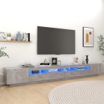 vidaXL Comodă TV cu lumini LED, gri beton, 300x35x40 cm vidaXL Comodă TV cu lumini LED, gri beton, 300x35x40 cm