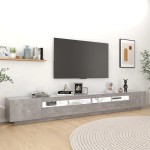 vidaXL Comodă TV cu lumini LED, gri beton, 300x35x40 cm vidaXL Comodă TV cu lumini LED, gri beton, 300x35x40 cm