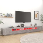 vidaXL Comodă TV cu lumini LED, gri beton, 300x35x40 cm vidaXL Comodă TV cu lumini LED, gri beton, 300x35x40 cm