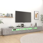 vidaXL Comodă TV cu lumini LED, gri beton, 300x35x40 cm vidaXL Comodă TV cu lumini LED, gri beton, 300x35x40 cm