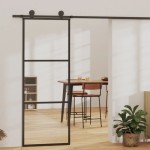 vidaXL Ușă glisantă cu set feronerie, 76x205 cm, sticlă ESG/aluminiu vidaXL Ușă glisantă cu set feronerie, 76x205 cm, sticlă ESG/aluminiu