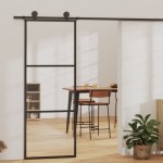 vidaXL Ușă glisantă cu set feronerie, 76x205 cm, sticlă ESG/aluminiu vidaXL Ușă glisantă cu set feronerie, 76x205 cm, sticlă ESG/aluminiu
