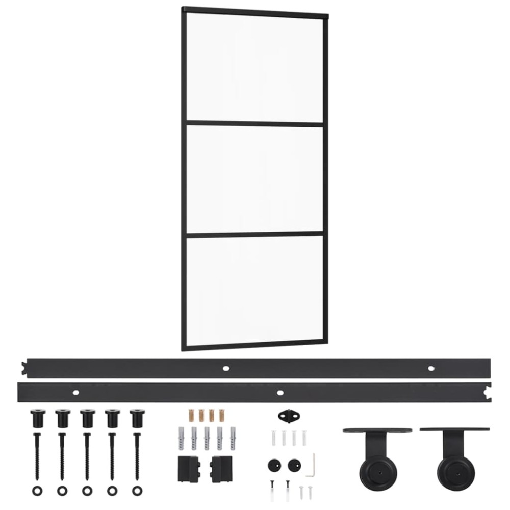 vidaXL Ușă glisantă cu set feronerie, 90x205 cm, sticlă ESG/aluminiu