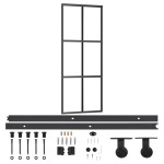 vidaXL Ușă glisantă cu set feronerie, 76x205 cm, sticlă ESG/aluminiu vidaXL Ușă glisantă cu set feronerie, 76x205 cm, sticlă ESG/aluminiu