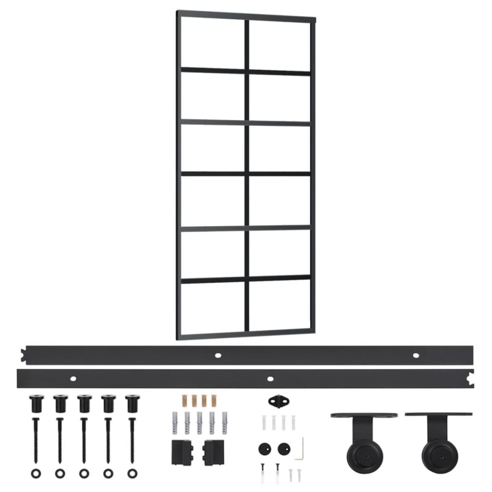vidaXL Ușă glisantă cu set feronerie, 90x205 cm, sticlă ESG/aluminiu