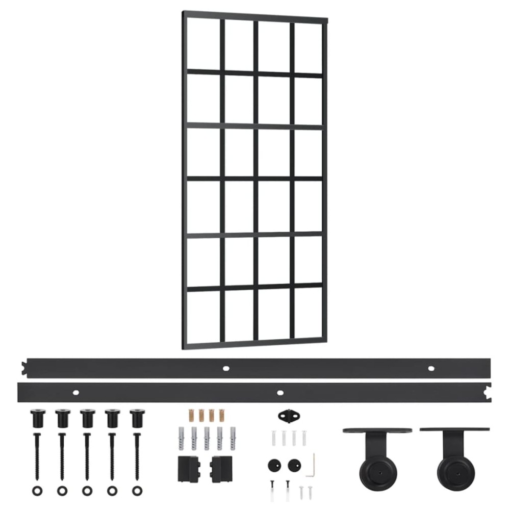 vidaXL Ușă glisantă cu set feronerie, 90x205 cm, sticlă ESG/aluminiu