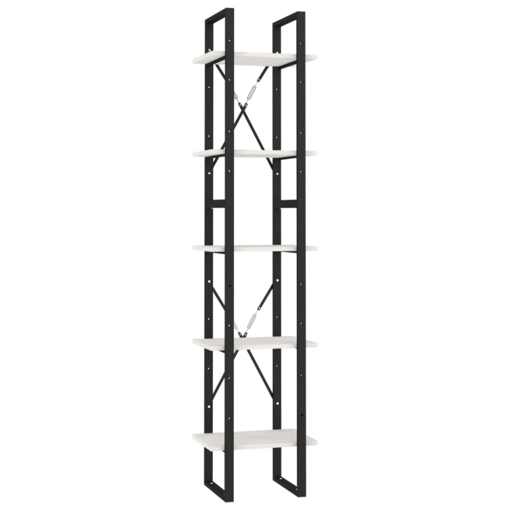 vidaXL Bibliotecă cu 5 rafturi, alb, 40x30x175 cm, lemn masiv de pin
