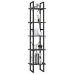 vidaXL Bibliotecă cu 5 rafturi, gri, 40x30x175 cm, lemn masiv de pin
