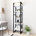 vidaXL Bibliotecă cu 5 rafturi, alb, 60x30x175 cm, lemn prelucrat vidaXL Bibliotecă cu 5 rafturi, alb, 60x30x175 cm, lemn prelucrat