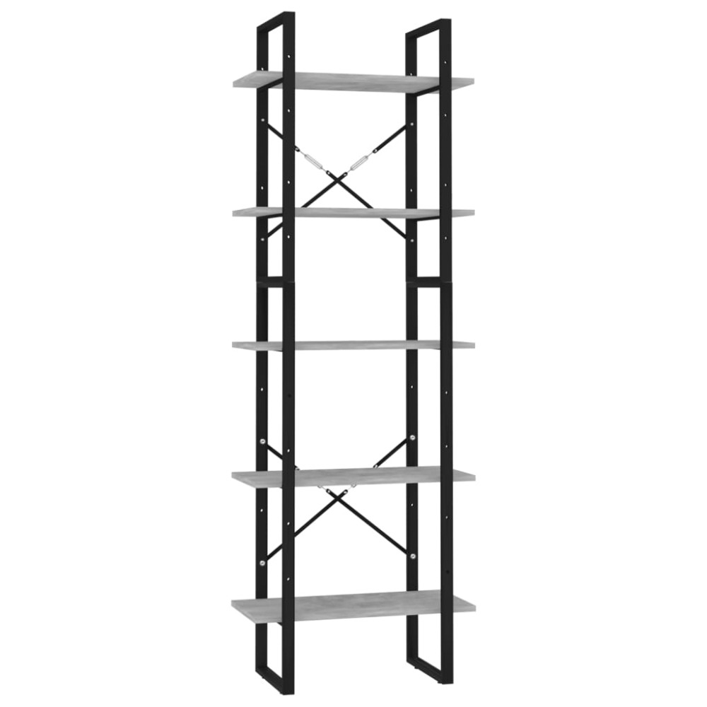 vidaXL Bibliotecă cu 5 rafturi gri beton, 40x30x175 cm, lemn prelucrat