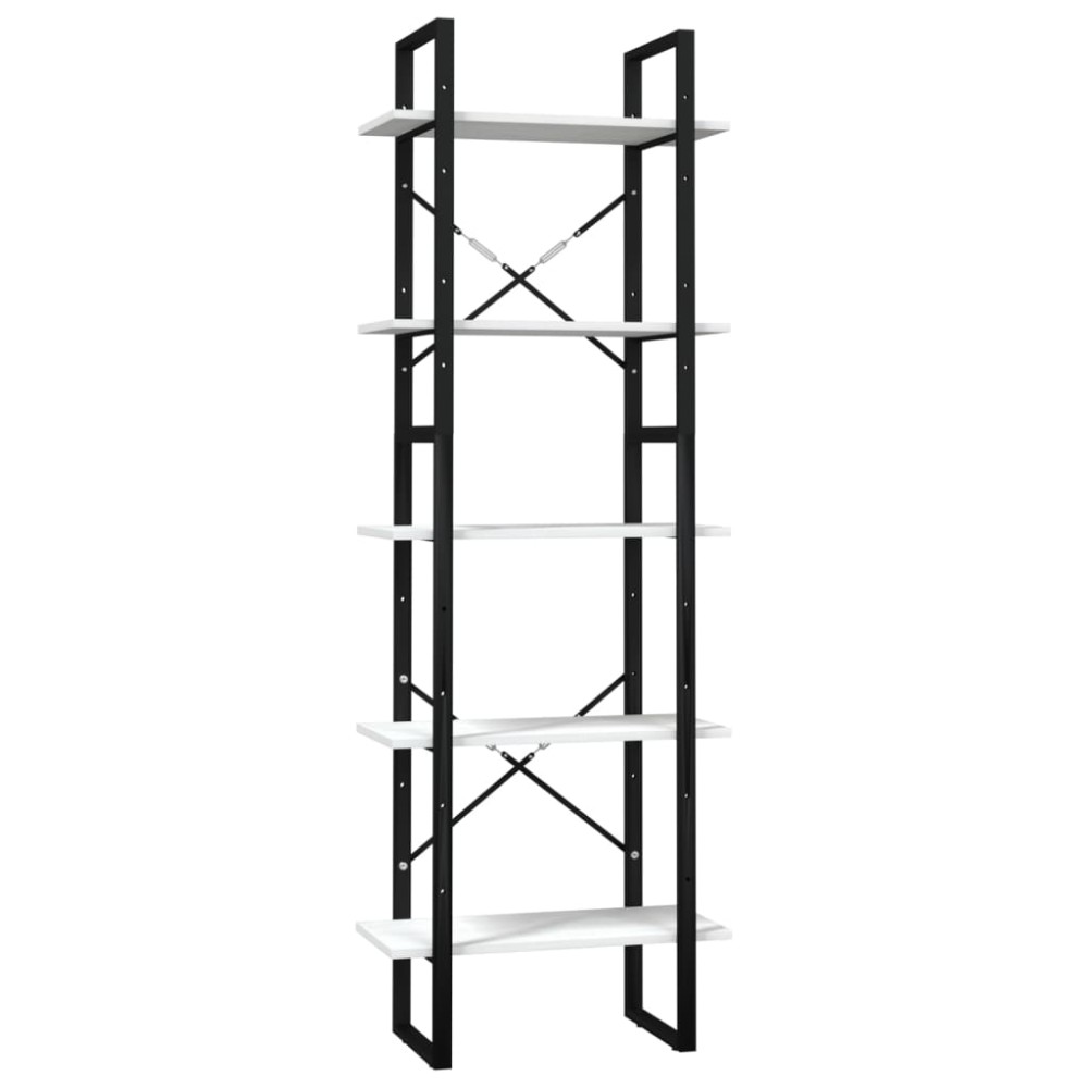 vidaXL Bibliotecă cu 5 rafturi, alb, 60x30x175 cm, lemn masiv de pin