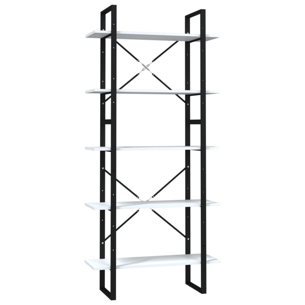 vidaXL Bibliotecă cu 5 rafturi, alb, 80x30x175 cm, lemn prelucrat