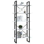 vidaXL Bibliotecă cu 5 rafturi, alb, 80x30x175 cm, lemn prelucrat