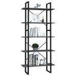 vidaXL Bibliotecă cu 5 rafturi, gri, 80x30x175 cm, lemn prelucrat vidaXL Bibliotecă cu 5 rafturi, gri, 80x30x175 cm, lemn prelucrat