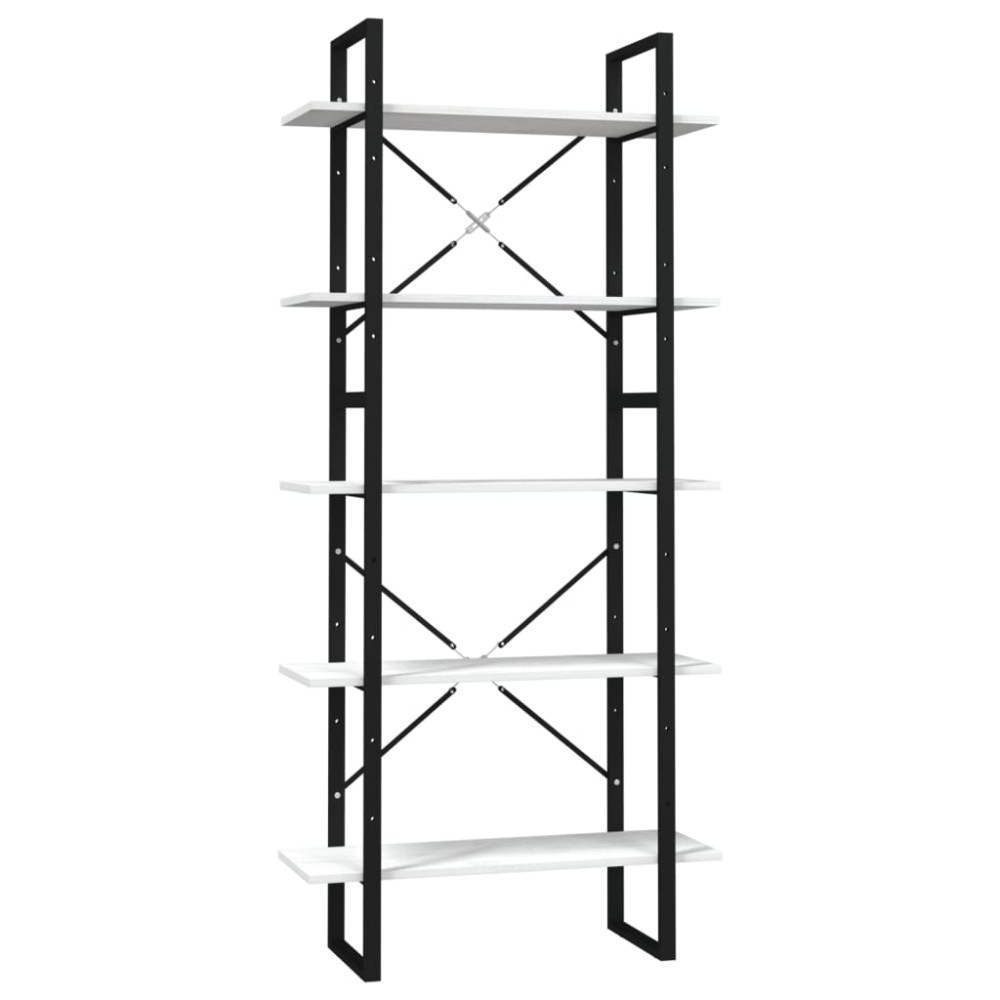 vidaXL Bibliotecă cu 5 rafturi, alb, 80x30x175 cm, lemn masiv de pin