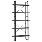 vidaXL Bibliotecă cu 5 rafturi, gri, 80x30x175 cm, lemn de pin