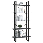 vidaXL Bibliotecă cu 5 rafturi, gri, 80x30x175 cm, lemn de pin