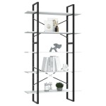vidaXL Bibliotecă cu 5 rafturi, alb, 100x30x175 cm, lemn prelucrat vidaXL Bibliotecă cu 5 rafturi, alb, 100x30x175 cm, lemn prelucrat
