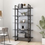 vidaXL Bibliotecă cu 5 rafturi, gri, 100x30x175 cm, lemn prelucrat vidaXL Bibliotecă cu 5 rafturi, gri, 100x30x175 cm, lemn prelucrat