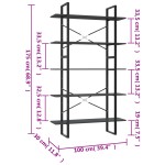 vidaXL Bibliotecă cu 5 rafturi, gri, 100x30x175 cm, lemn prelucrat vidaXL Bibliotecă cu 5 rafturi, gri, 100x30x175 cm, lemn prelucrat